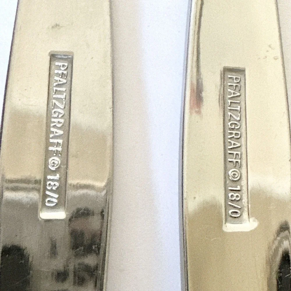 2 Pc Pfaltzgraff stainless 18/0 Laurel Frosted handle Butter Knife & Sugar Spoon